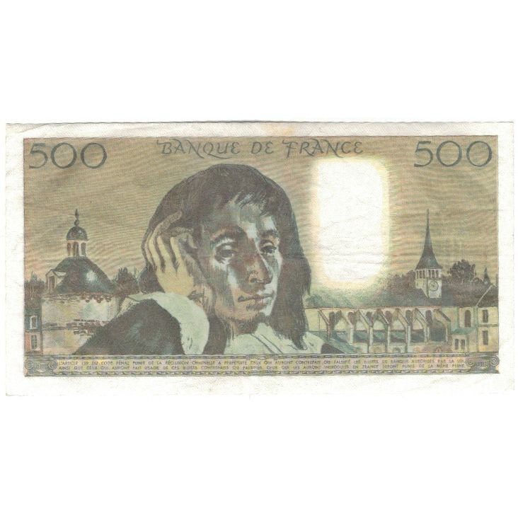 França, 500 Francs, Pascal, 1986, N.239, EF(40-45), Fayette:71.34, KM:156e