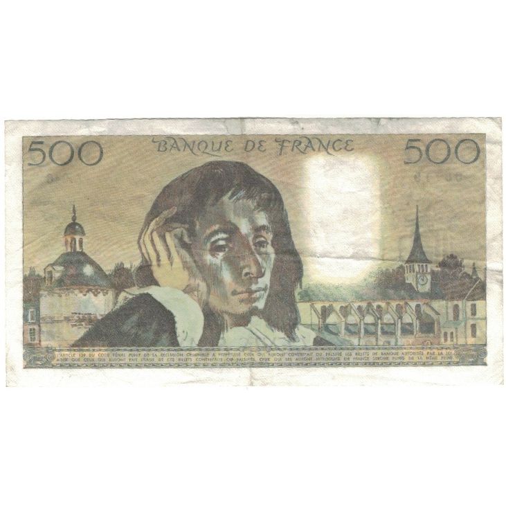 France, 500 Francs, Pascal, 1987, T.267, EF(40-45), Fayette:71.35, KM:156f