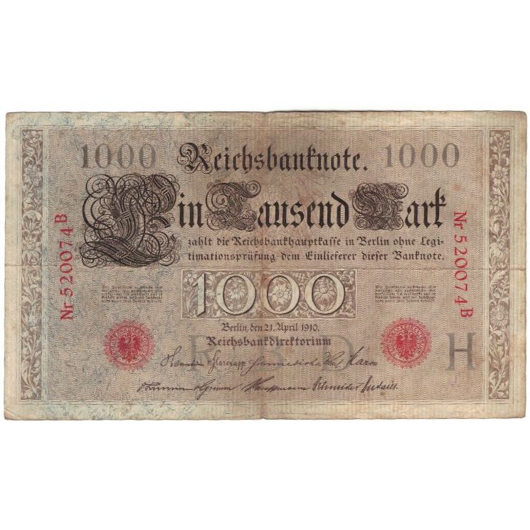 Banknote, Germany, 1000 Mark, 1910, 1910-04-21, KM:44b, VF(20-25)