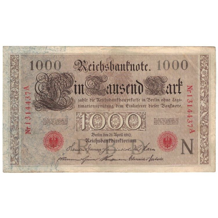 Banknote, Germany, 1000 Mark, 1910, 1910-04-21, KM:44b, VF(20-25)
