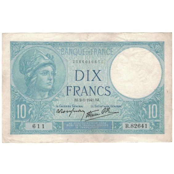 Frankreich, 10 Francs, Minerve, 1941, SS, Fayette:7.26, KM:84
