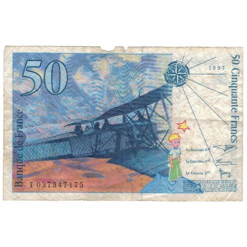 France, 50 Francs, St Exupéry, 1997, D.Bruneel-J.Bonnardin-Y.Barroux, VG(8-10)