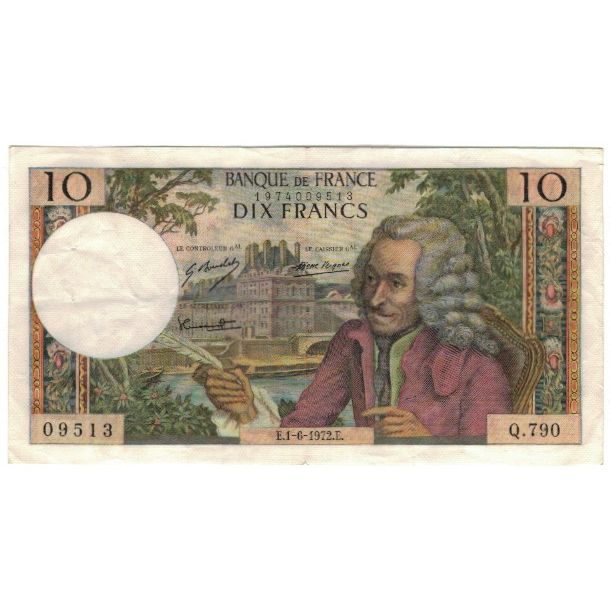 França, 10 Francs, 1972, 1972-06-01, EF(40-45), Fayette:62.57, KM:147d