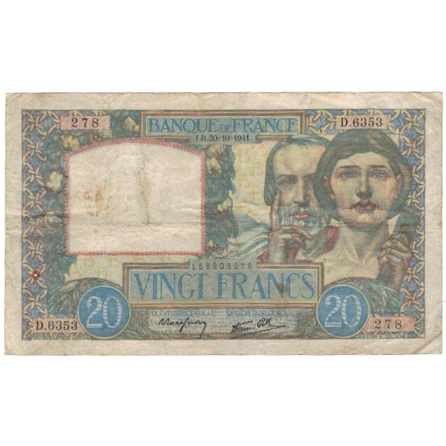 Francia, 20 Francs, Science et Travail, 1941, 1941-10-30, RC+, Fayette:12.19