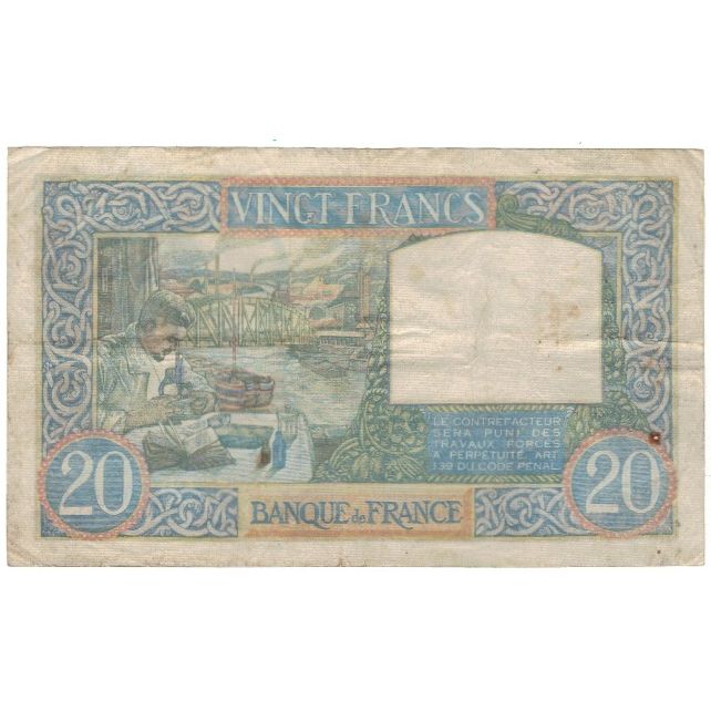 Francia, 20 Francs, Science et Travail, 1941, 1941-10-30, RC+, Fayette:12.19