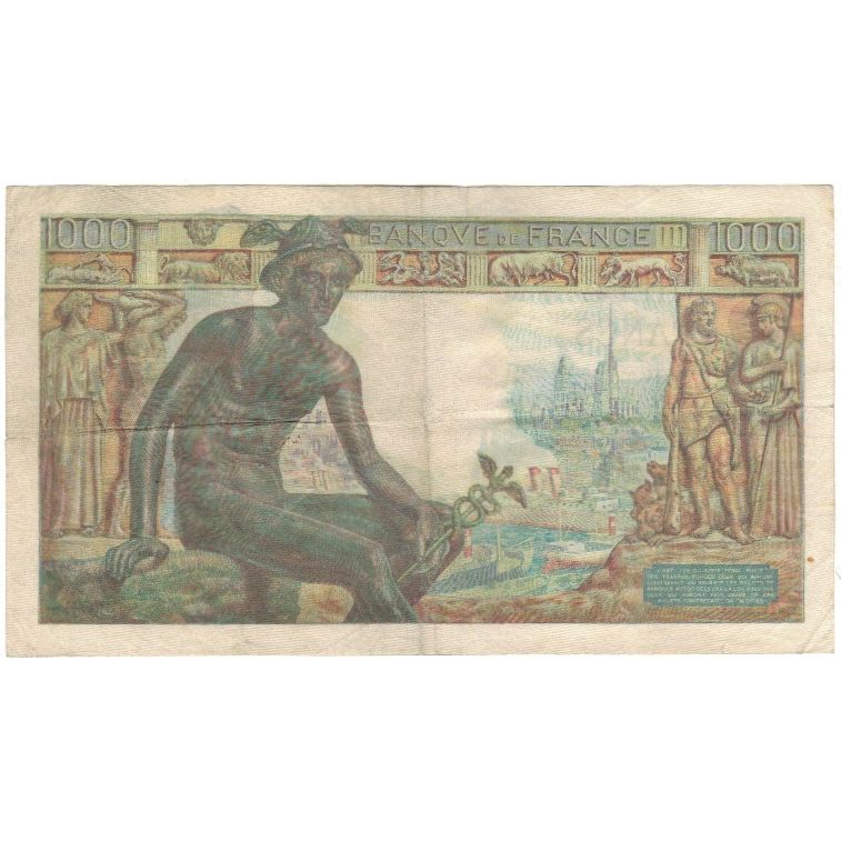 France, 1000 Francs, Déesse Déméter, 1942-06-20, EF(40-45), Fayette:40.3