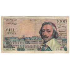 França, 1000 Francs, Richelieu, 1955, 1955-12-01, EF(40-45), Fayette:42.17