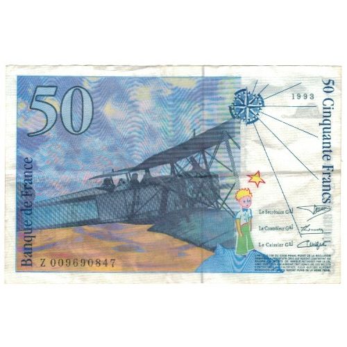 Francia, 50 Francs, St Exupéry, 1993, D.Bruneel-J.Bonnardin-Y.Barroux, BB