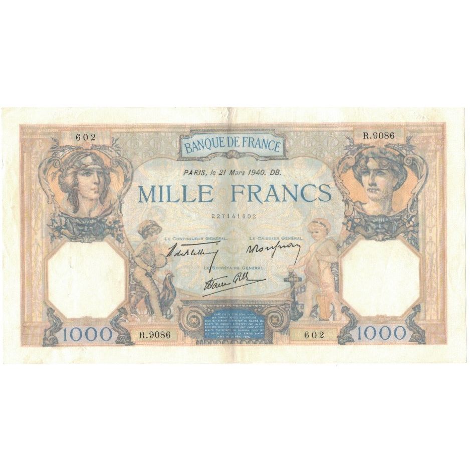 Francja, 1000 Francs, 1940, 1940-03-21, AU(50-53), Fayette:38.44, KM:90c