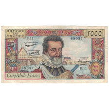 Frankrijk, 5000 Francs, Henri IV, 1957, 1957-06-06, TB+, Fayette:49.2, KM:135a
