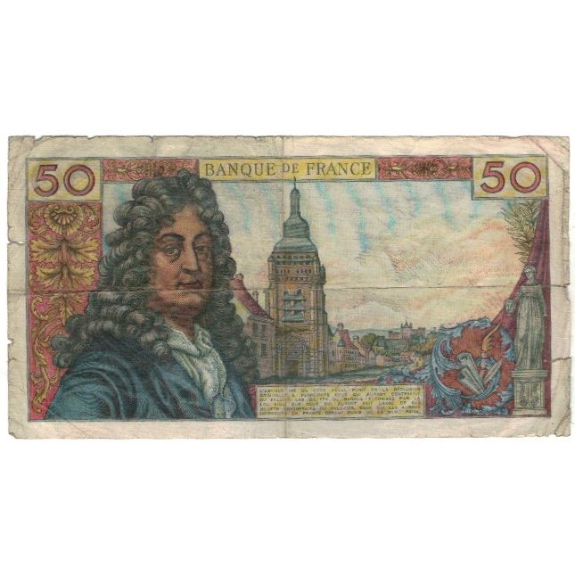 France, 50 Francs, Racine, 1969, 1969-08-07, VG(8-10), Fayette:64.14, KM:148c