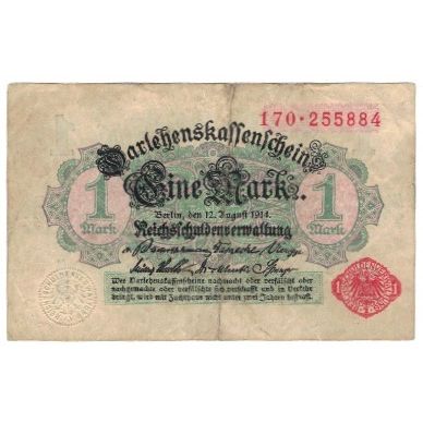 Banknote, Germany, 1 Mark, 1914, 1914-08-12, KM:51, VF(20-25)