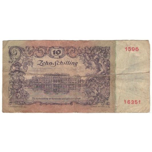 Banknote, Austria, 10 Schilling, 1949-1954, 1950-01-02, KM:128, VG(8-10)