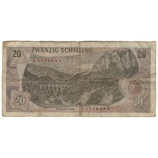 Banknote, Austria, 20 Schilling, 1967-07-02, KM:142a, VG(8-10)