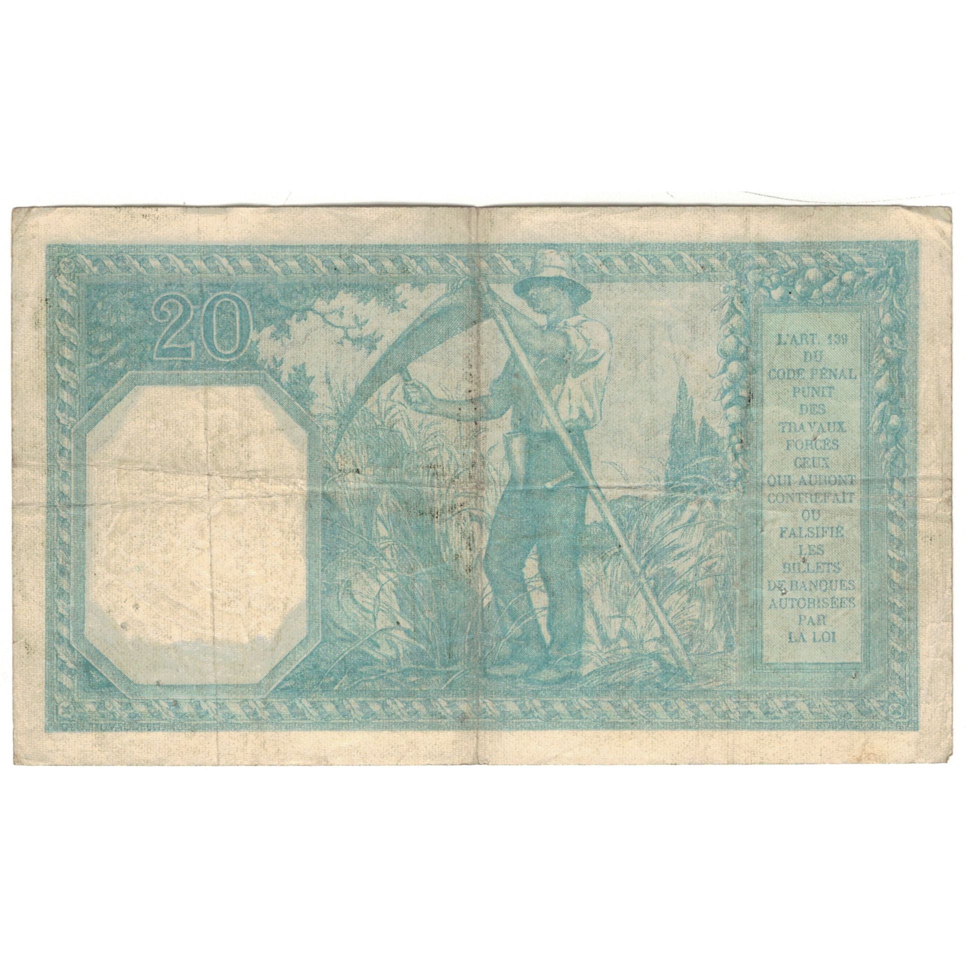 Francia, 20 Francs, Bayard, 1916, 1916-09-09, MB+, Fayette:11.1, KM:74