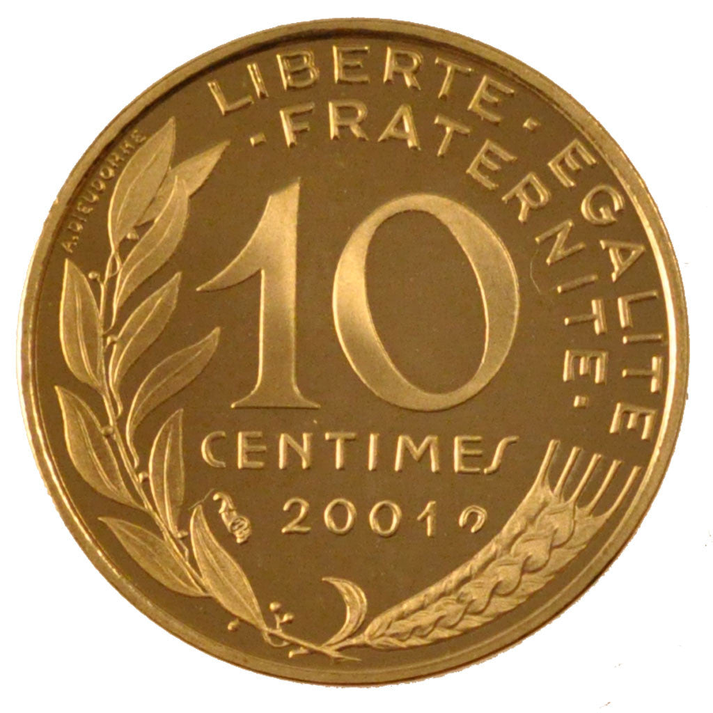 FRANCE, Marianne, 10 Centimes, 2001, Paris, KM #929, MS(65-70),...