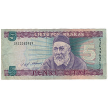 Banknote, Lithuania, 5 Litai, 1993, KM:55a, VF(20-25)