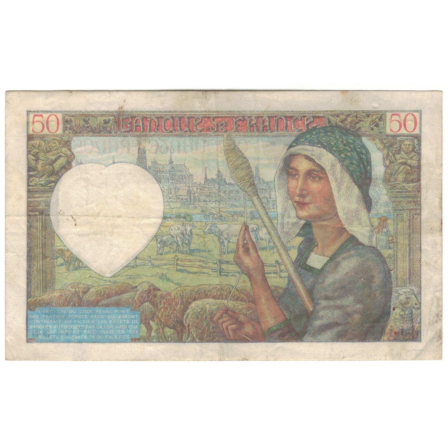 France, 50 Francs, 1941, P. Rousseau and R. Favre-Gilly, 1941-12-18, TB