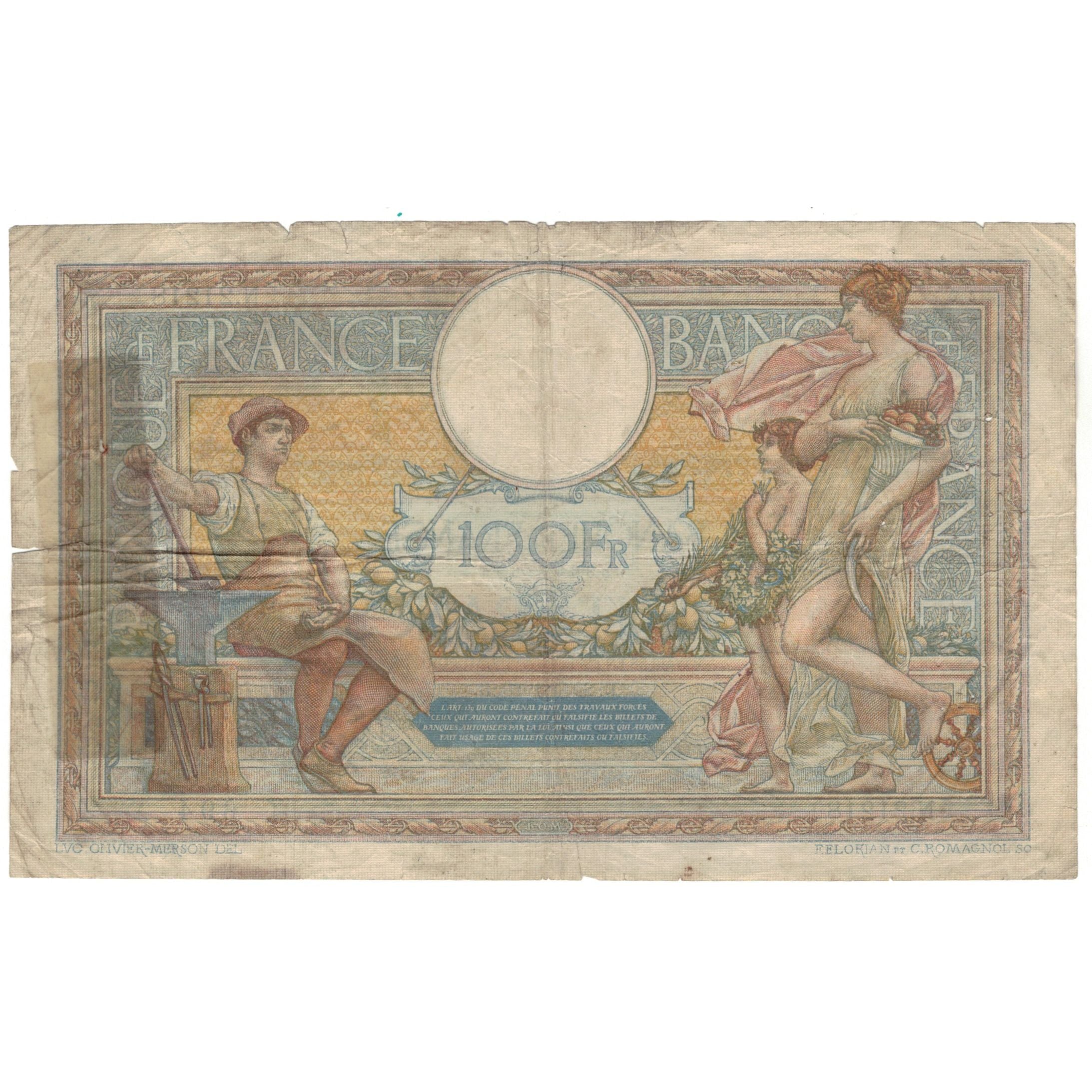 France, 100 Francs, 1928, 1928-04-26, VG(8-10), Fayette:24.7, KM:78b