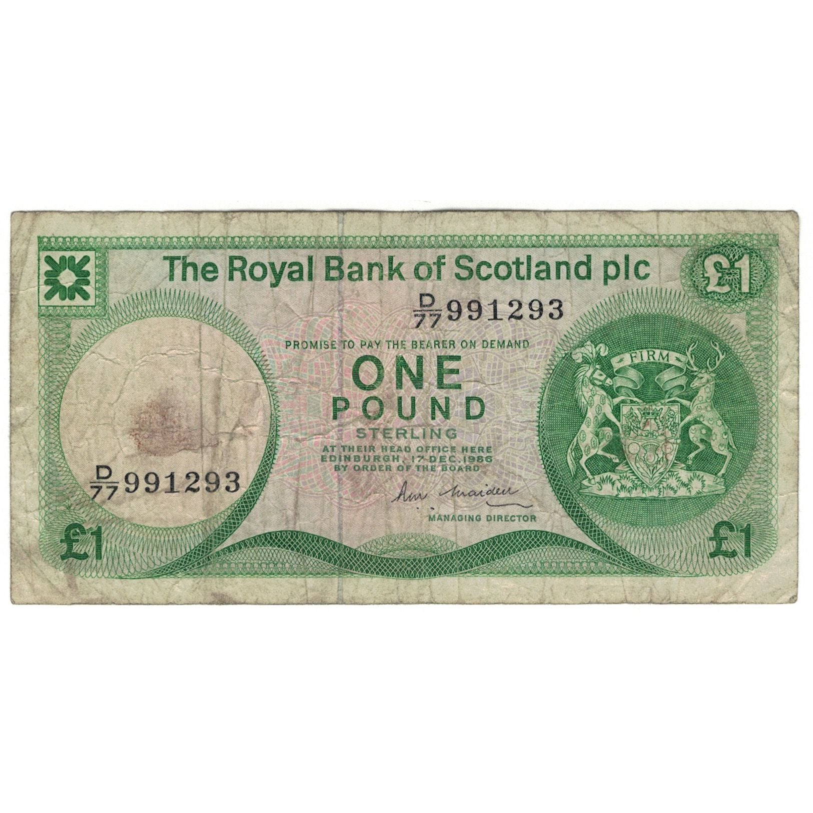 Banknote, Scotland, 1 Pound, 1986, 1986-12-17, KM:341Ab, VG(8-10)