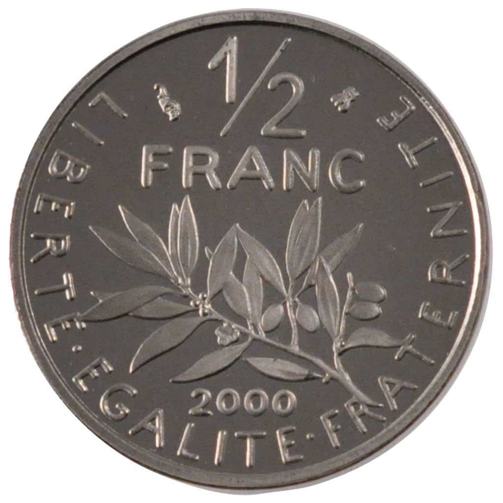 FRANCE, Semeuse, 1/2 Franc, 2000, Paris, KM #931.1, MS(65-70), Nickel, 19.5,...