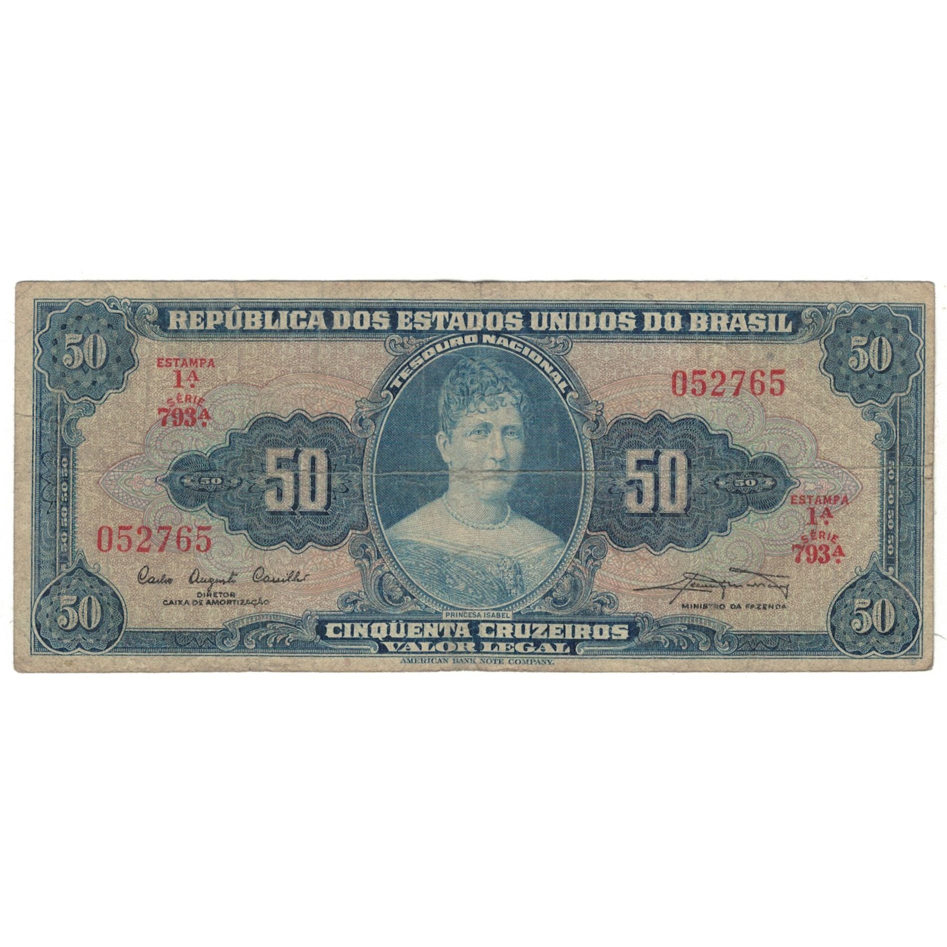 Banknote, Brazil, 50 Cruzeiros, KM:169a, VF(20-25)