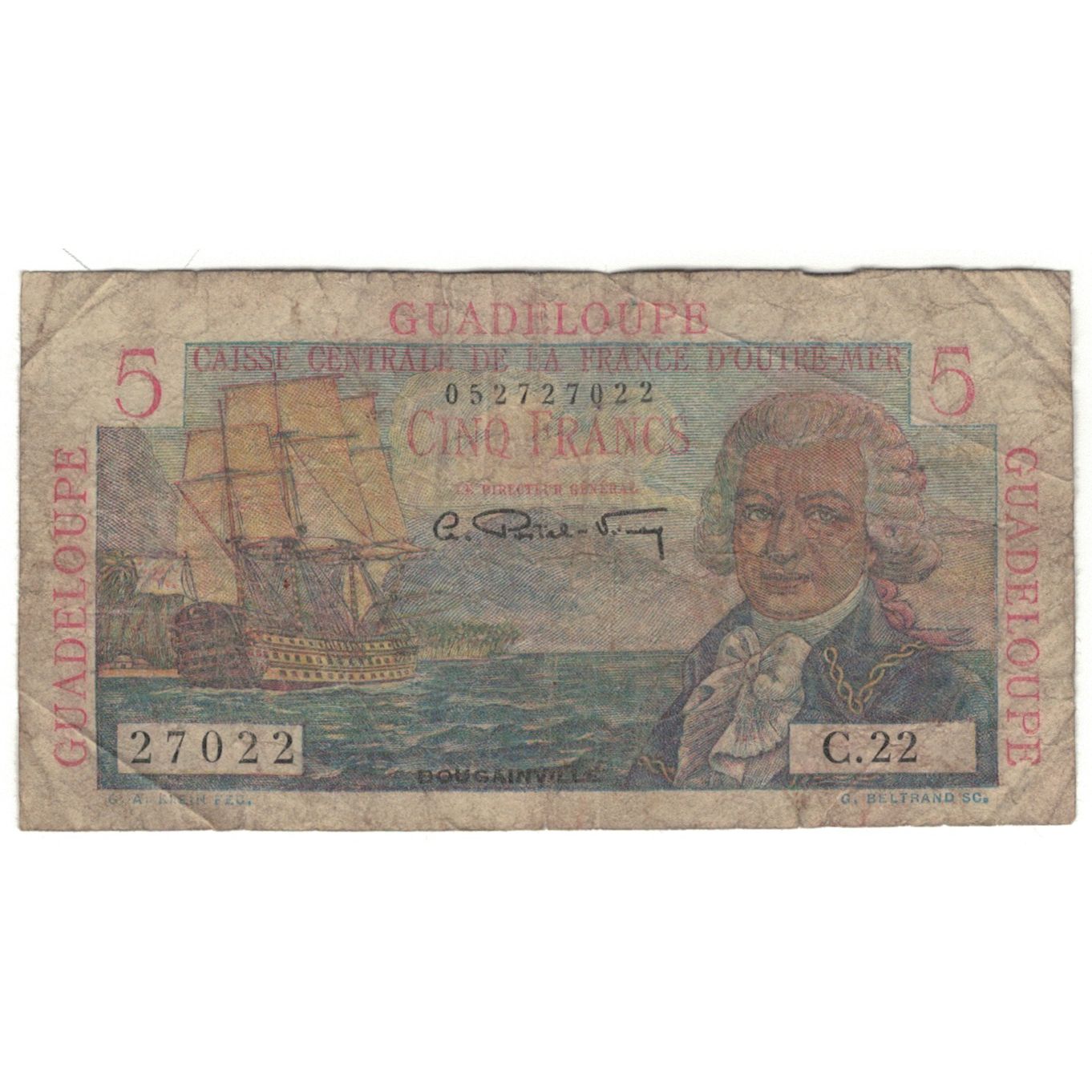 Guadeloupe, 5 Francs, SGE, KM:31