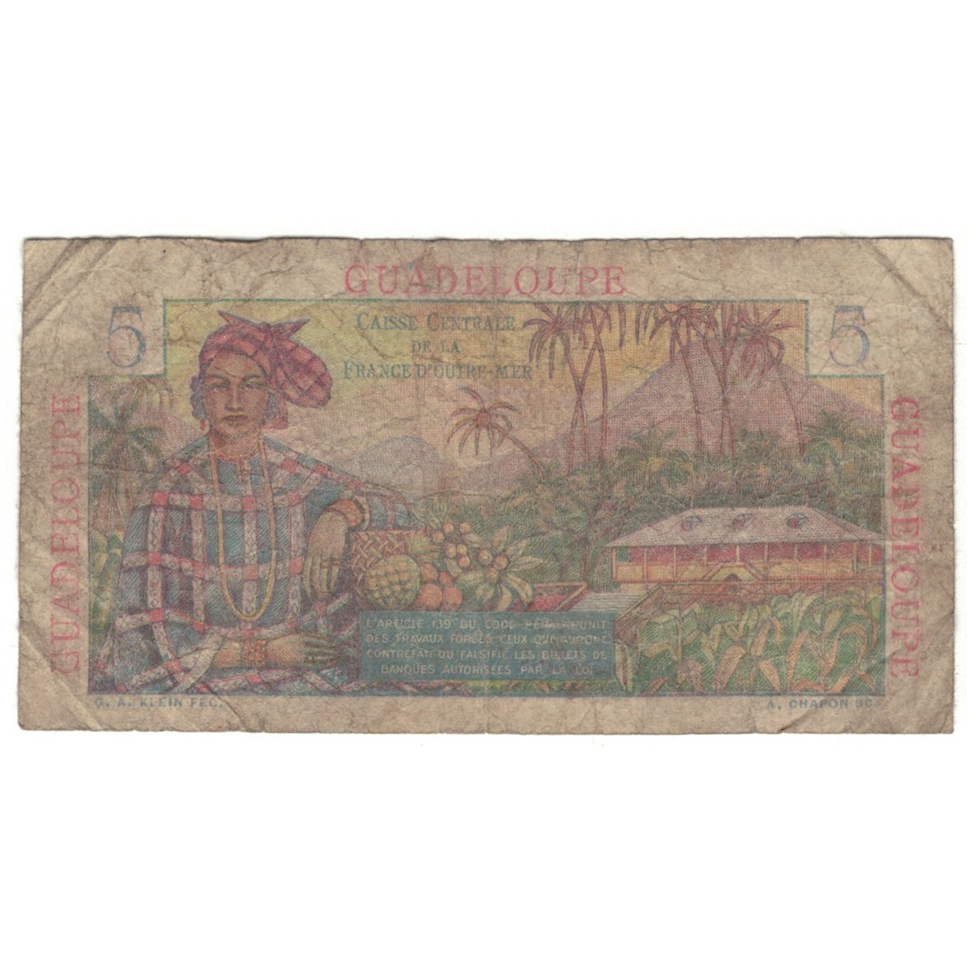 Guadeloupe, 5 Francs, SGE, KM:31