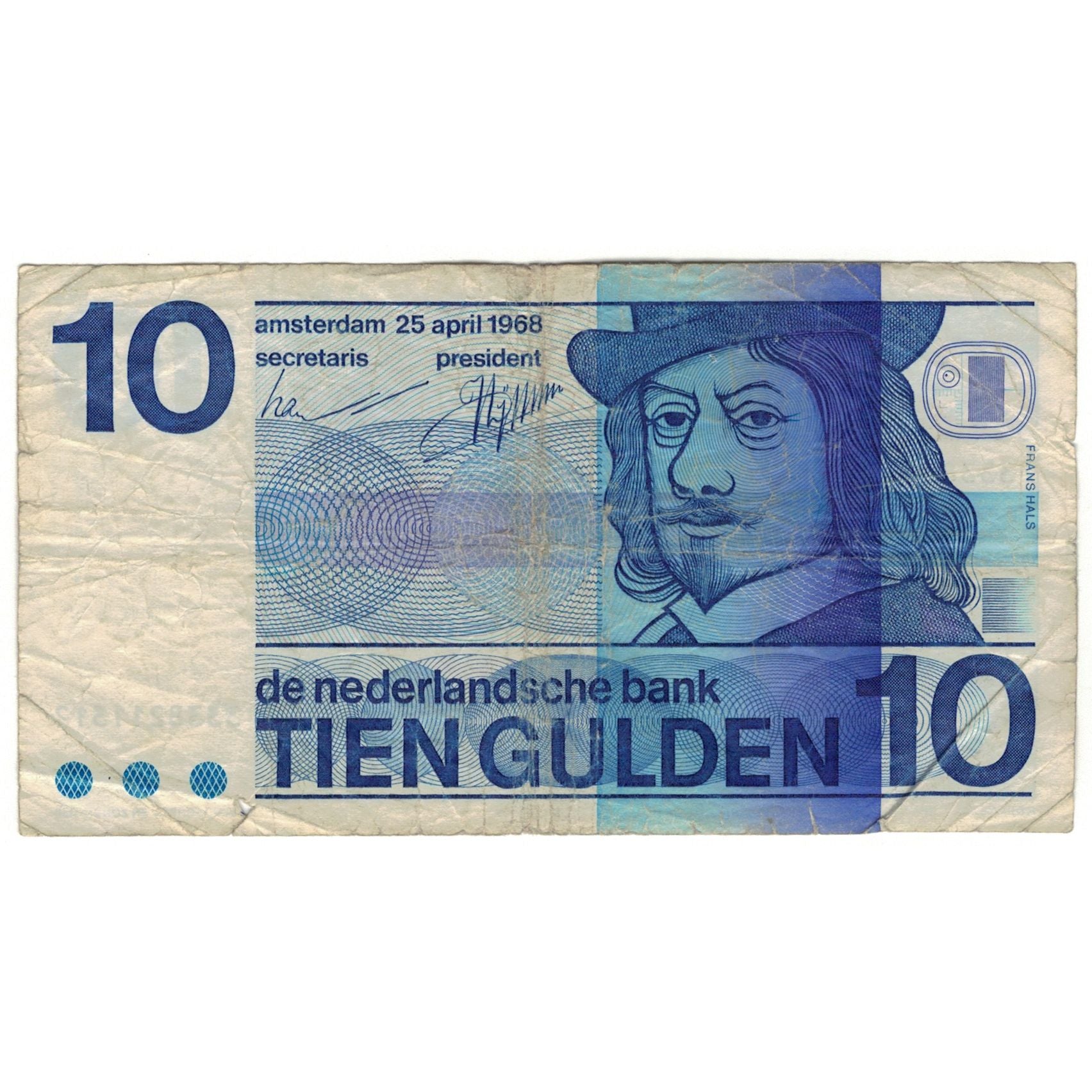 Banknote, Netherlands, 10 Gulden, 1968, 1968-04-25, KM:91b, VG(8-10)