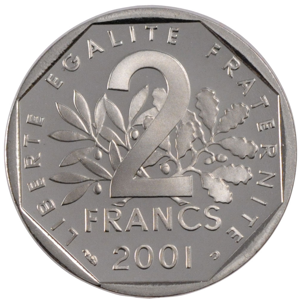 FRANCE, Semeuse, 2 Francs, 2001, KM #942.2, MS(65-70), Nickel, 26.5, Gadoury...