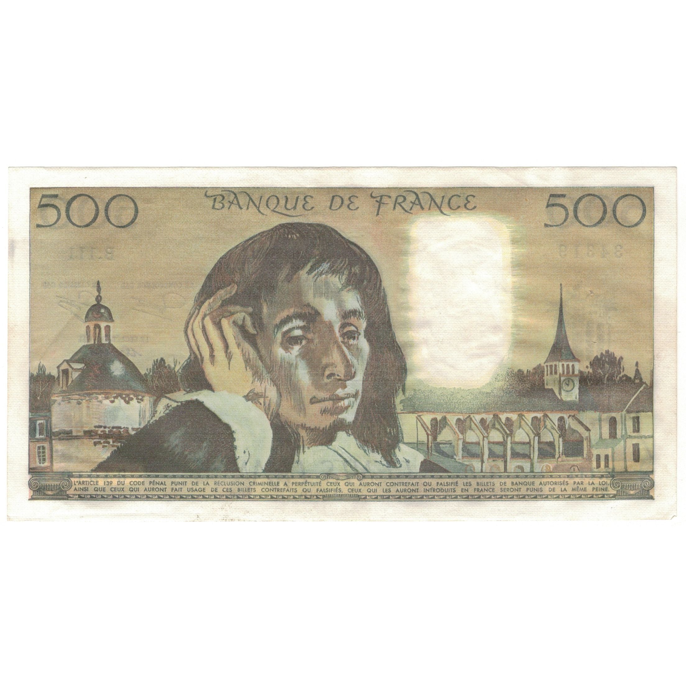 France, 500 Francs, Pascal, 1980, B.111, UNC(63), Fayette:71.21, KM:156e