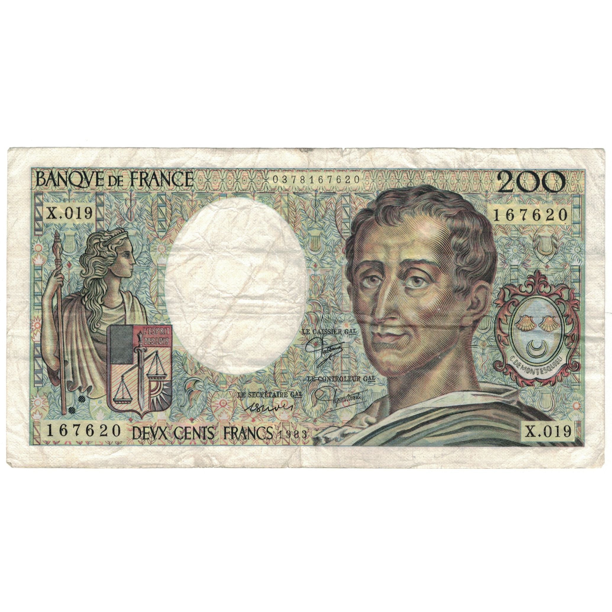 France, 200 Francs, 1983, X.019, VF(20-25), Fayette:70.3, KM:155a