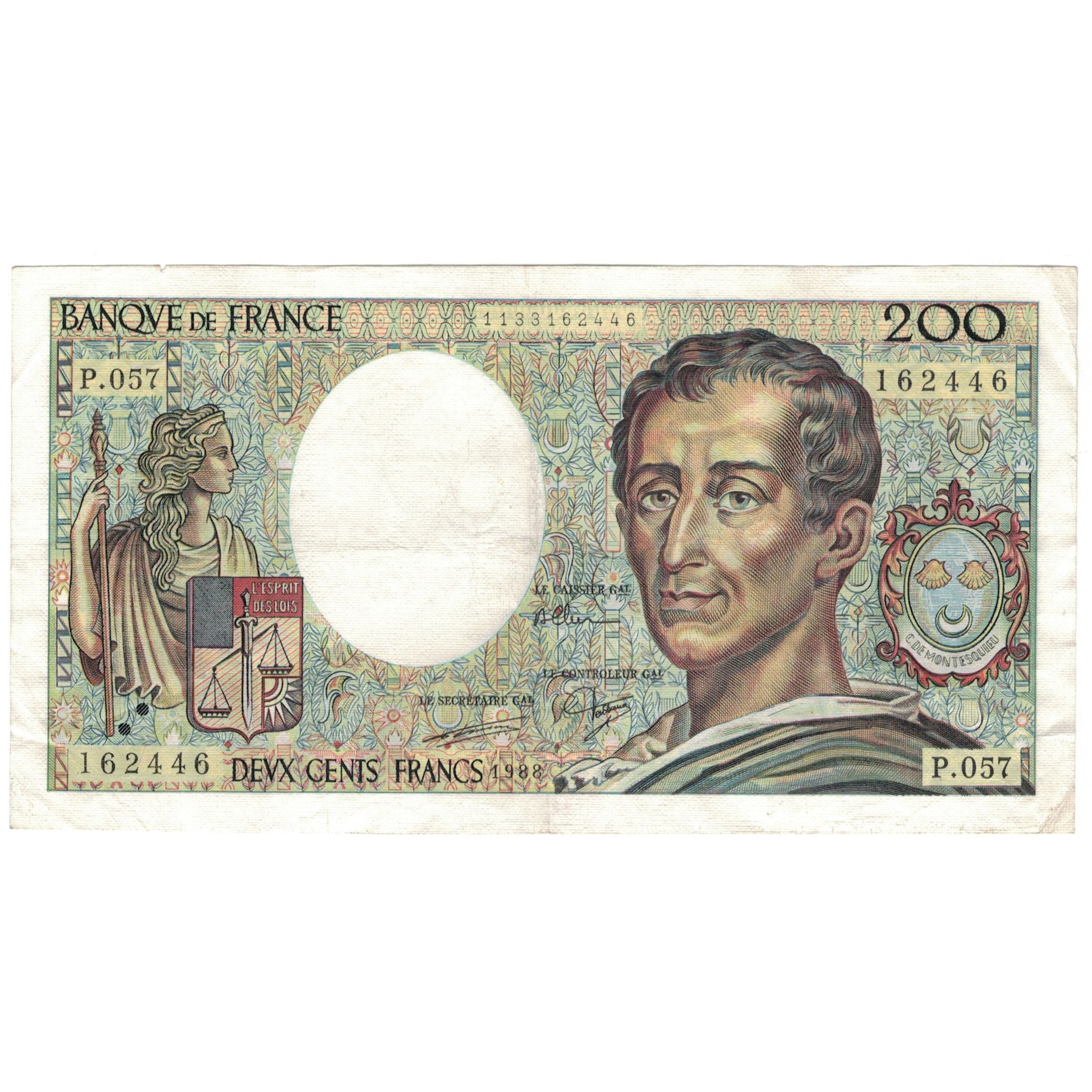 Francia, 200 Francs, Montesquieu, 1988, P.057, BC, Fayette:70.8, KM:155c