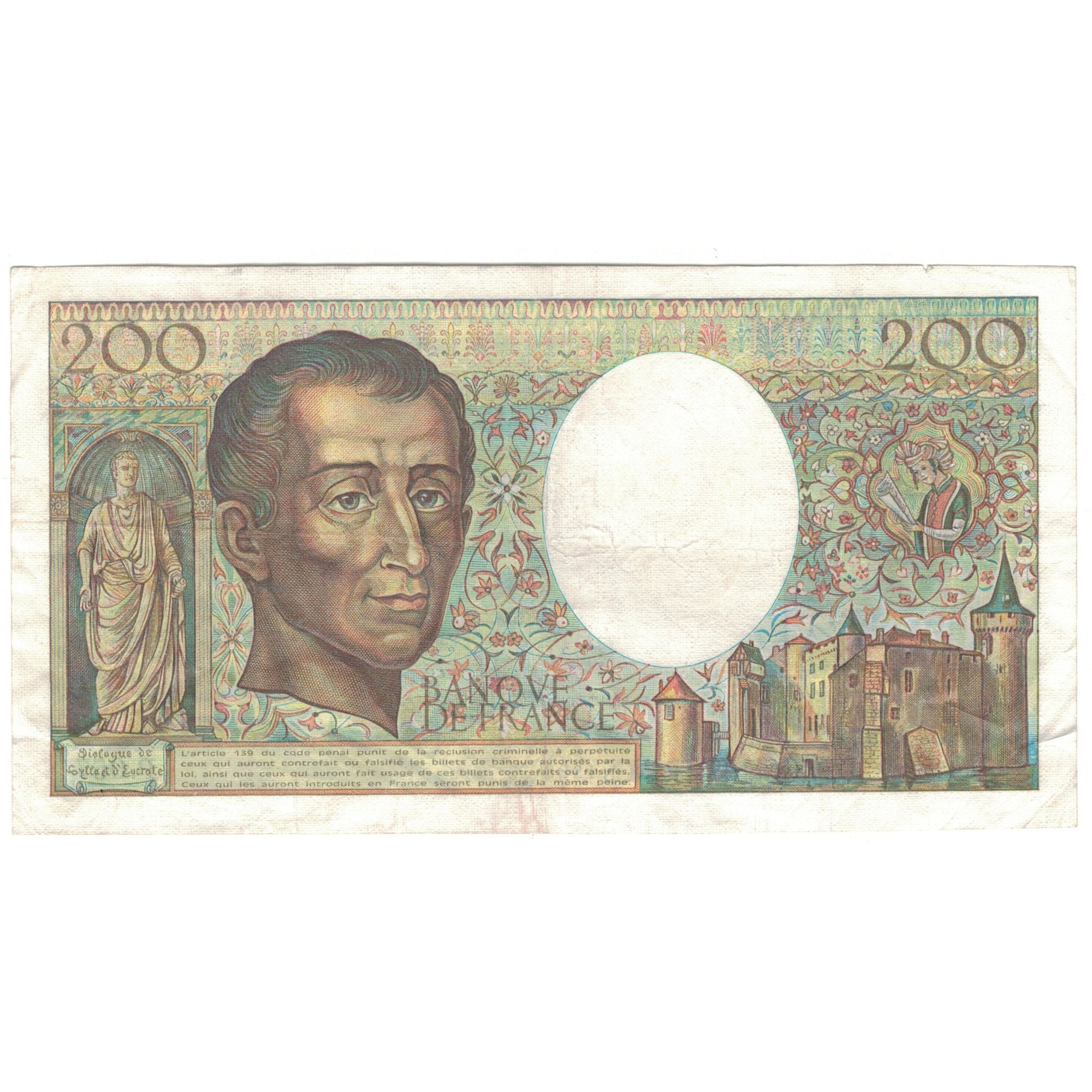 Francia, 200 Francs, Montesquieu, 1988, P.057, BC, Fayette:70.8, KM:155c