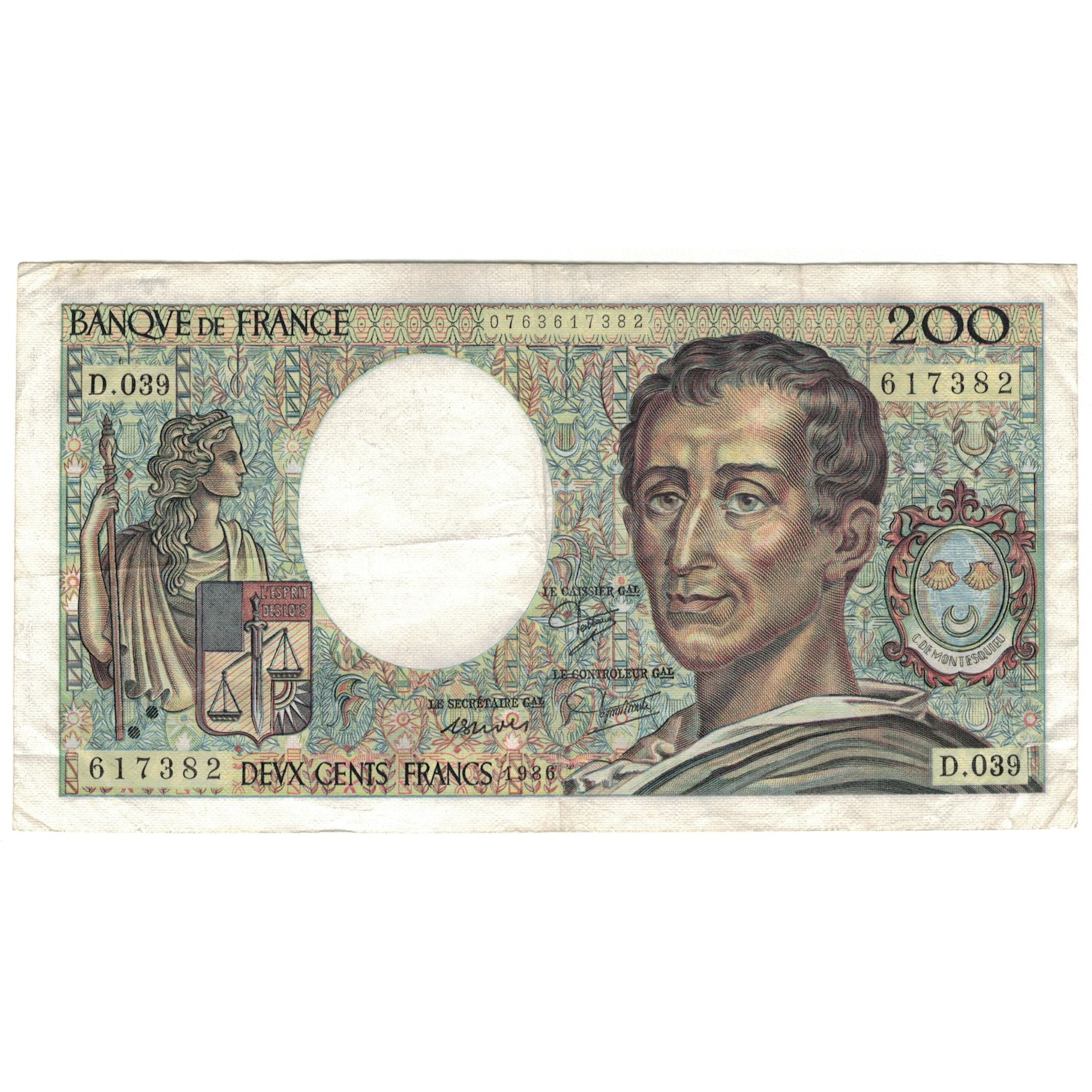 Frankreich, 200 Francs, Montesquieu, 1986, D.039, S, Fayette:70.06, KM:155a