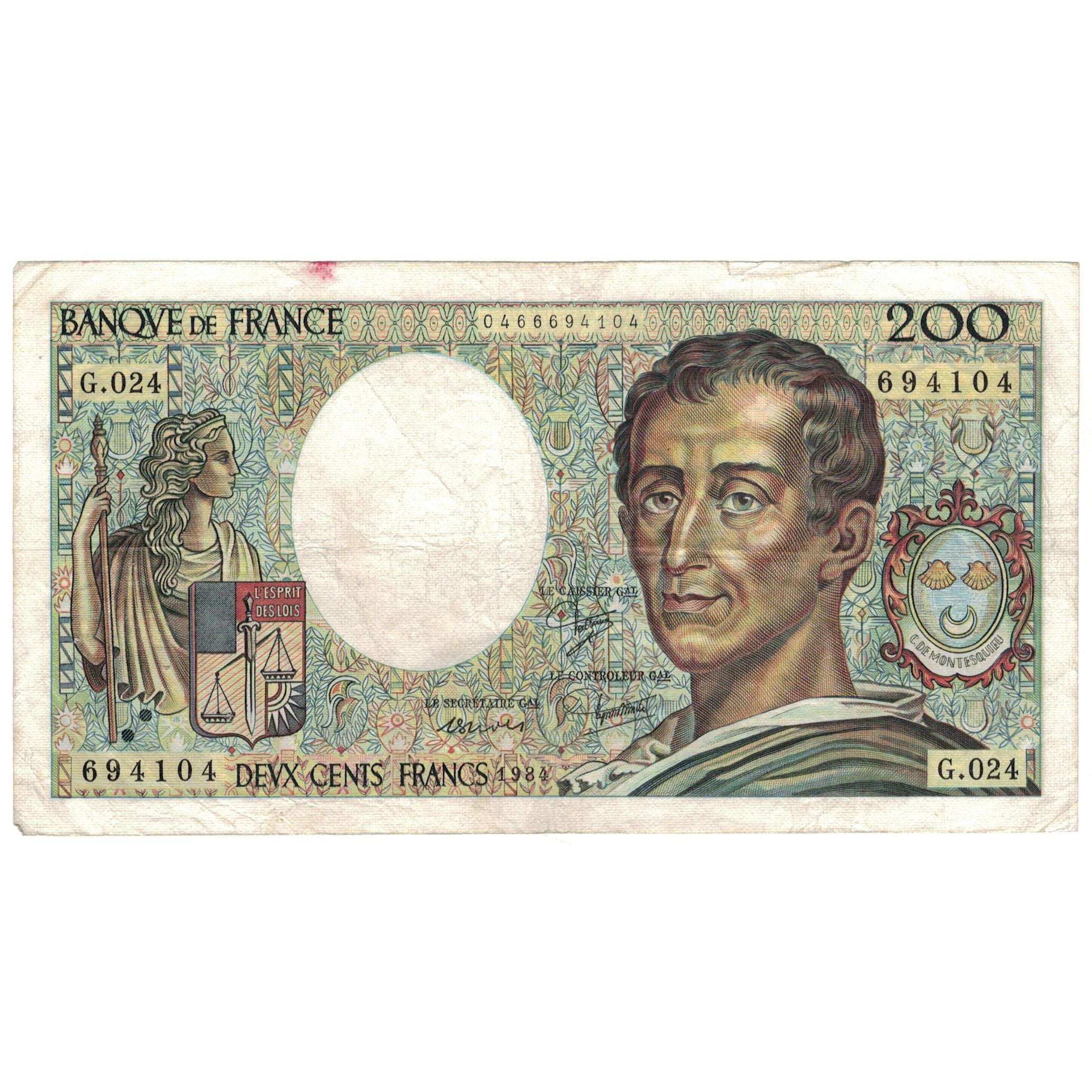 France, 200 Francs, 1984, G.024, VF(20-25), Fayette:70.4, KM:155a