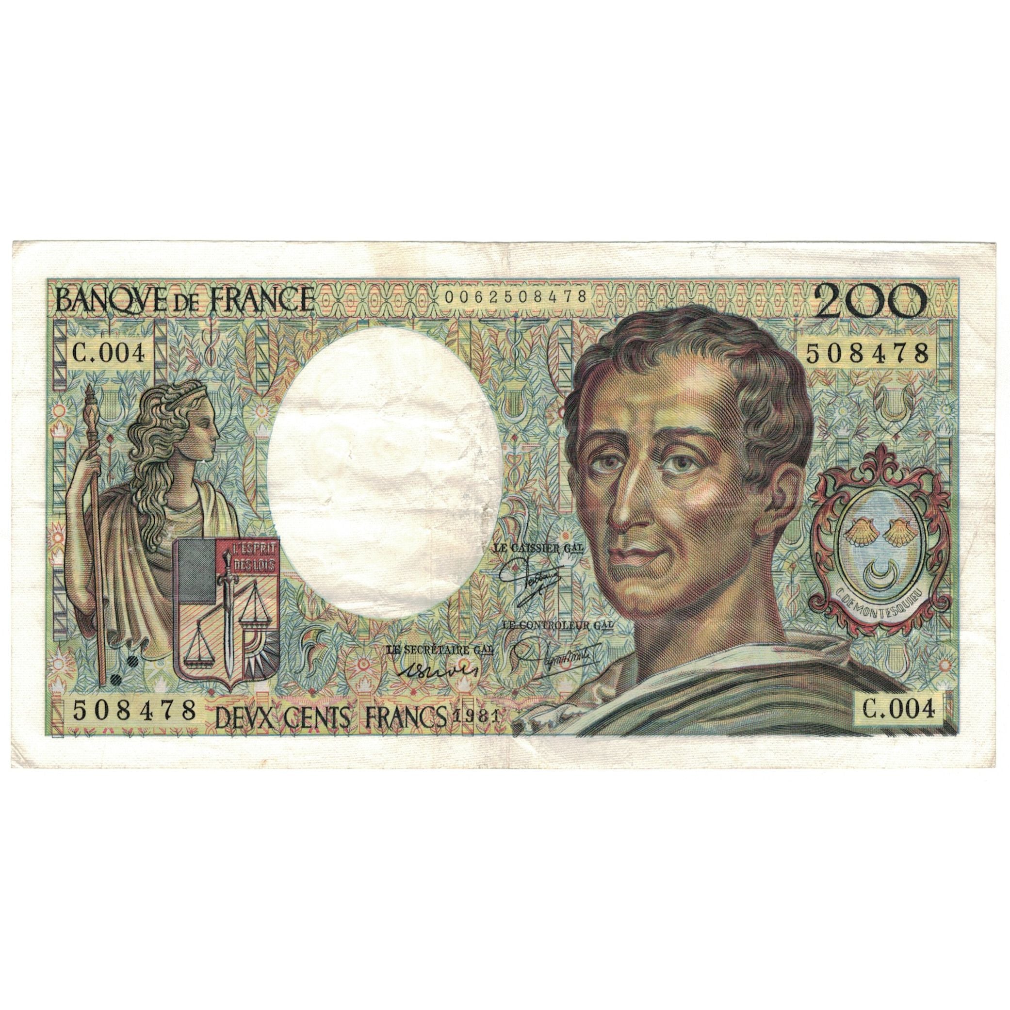 France, 200 Francs, 1981, C.004, VF(20-25), Fayette:70.1, KM:155a