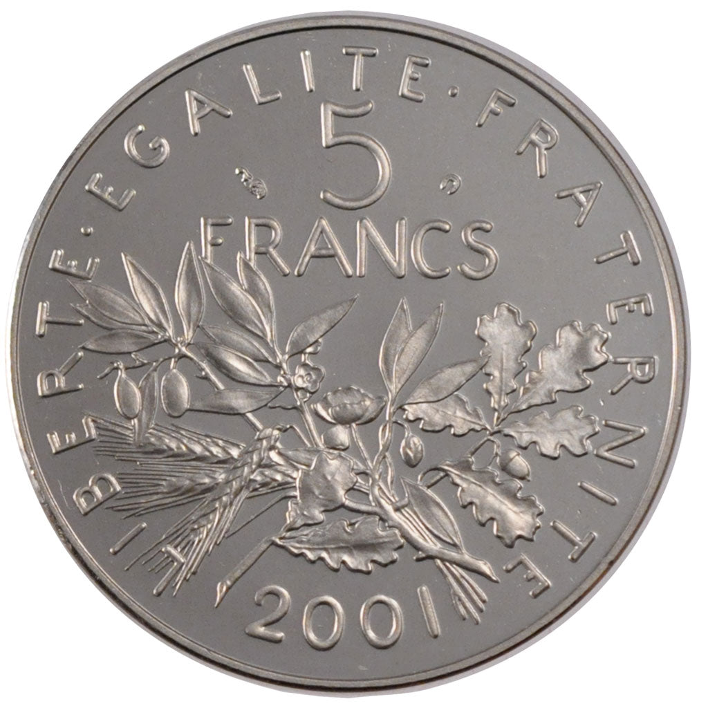 FRANCE, 5 Francs, 2001, MS(65-70), Cupro-nickel, Gadoury #771a, 10.00