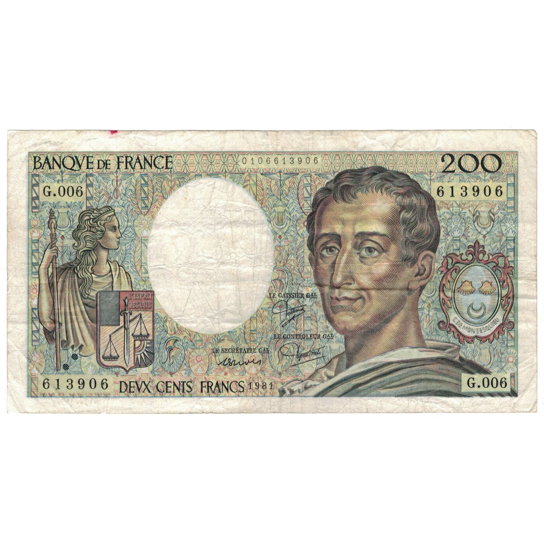 France, 200 Francs, 1981, G.006, VF(20-25), Fayette:70.1, KM:155a