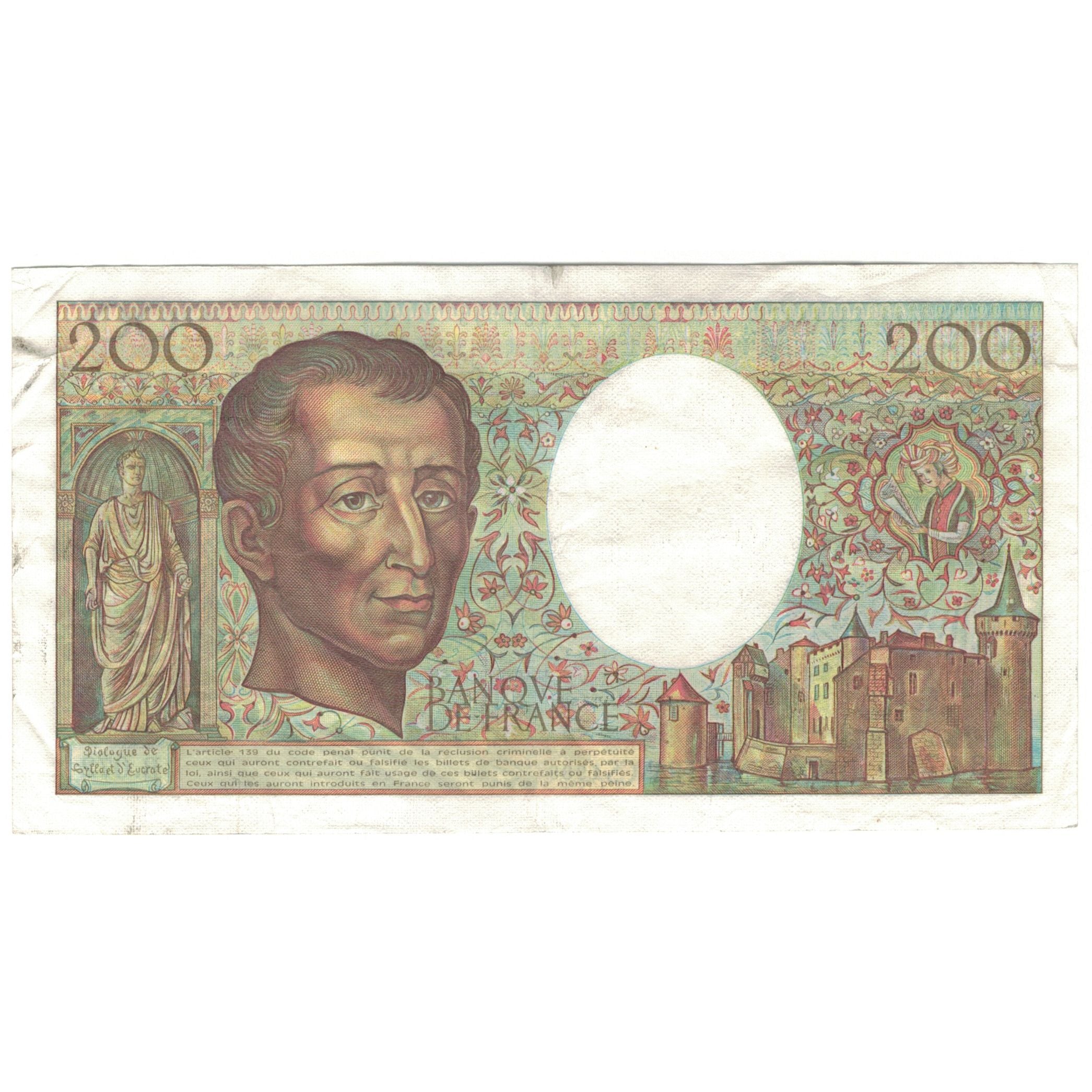 Frankrijk, 200 Francs, Montesquieu, 1989, B.072, TTB, Fayette:70.9, KM:155c