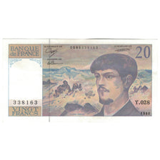 France, 20 Francs, Debussy, 1990, Y.028, SPL, Fayette:66bis.1, KM:151d