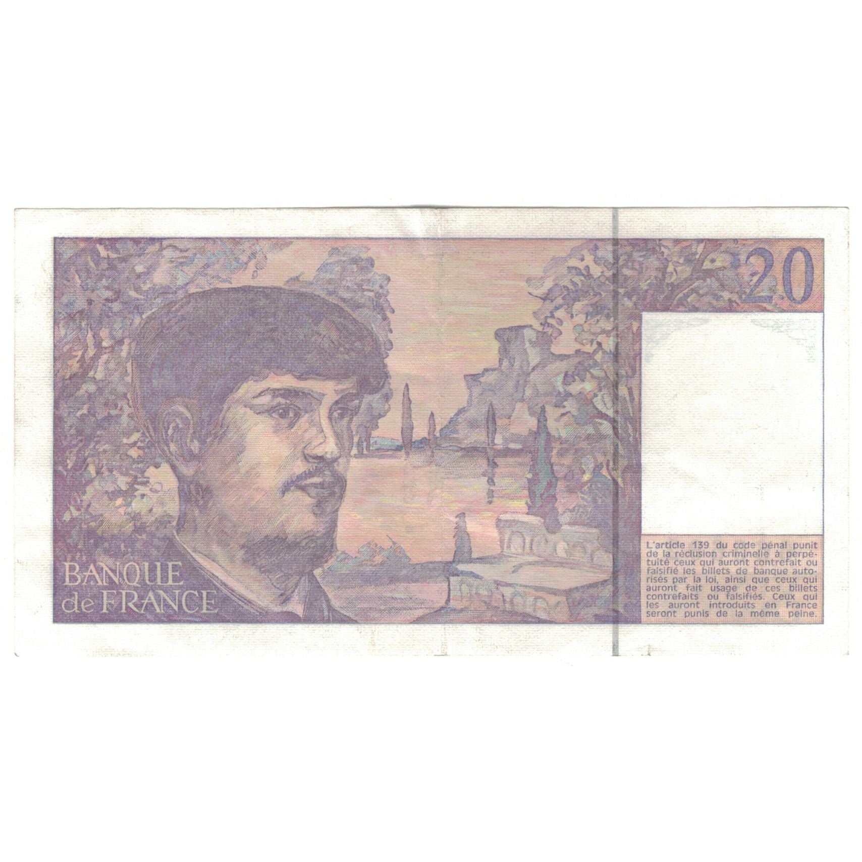 França, 20 Francs, Debussy, 1990, L.027, AU(55-58), Fayette:66bis.1, KM:151d