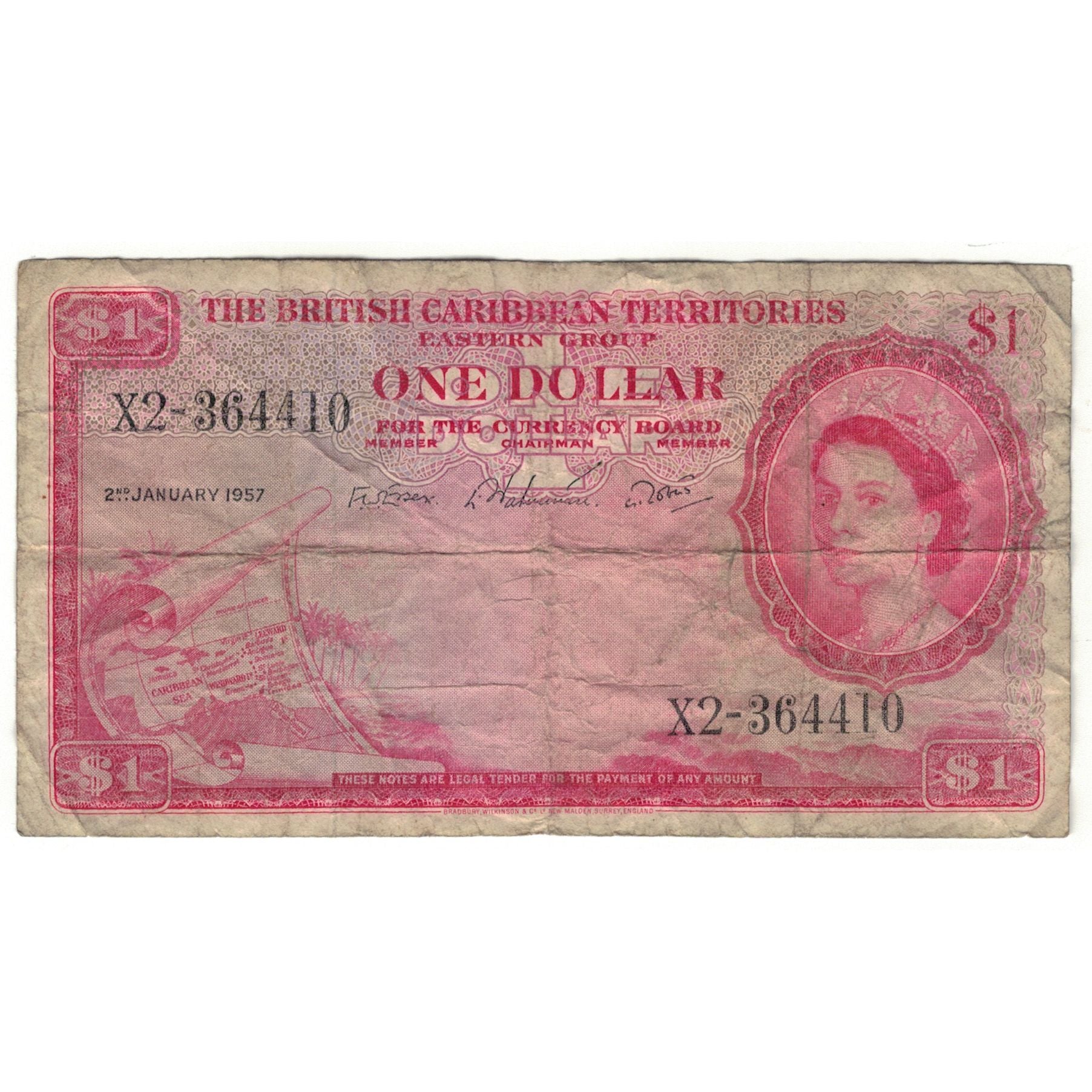Banknote, British Caribbean Territories, 1 Dollar, 1957, 1957-01-02, KM:7b