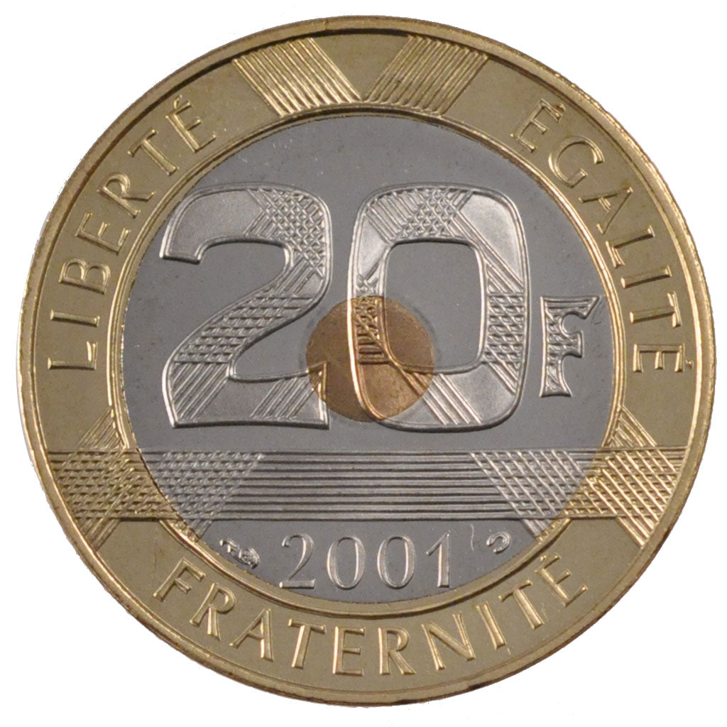 FRANCE, 20 Francs, 2001, MS(65-70), Bimetallic, Gadoury #871a, 9.00