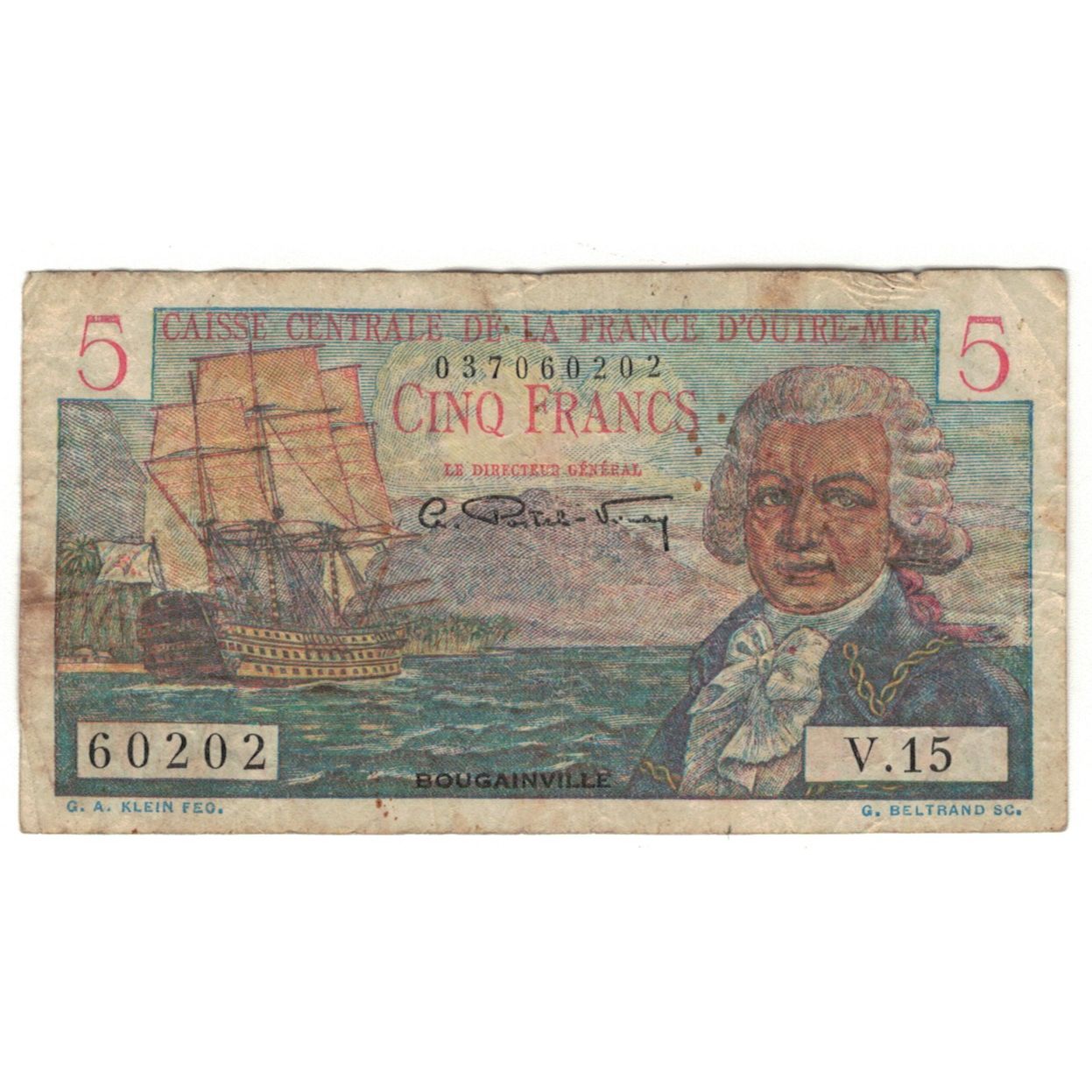 Banknote, French Equatorial Africa, 5 Francs, Undated (1947), KM:20b, VG(8-10)