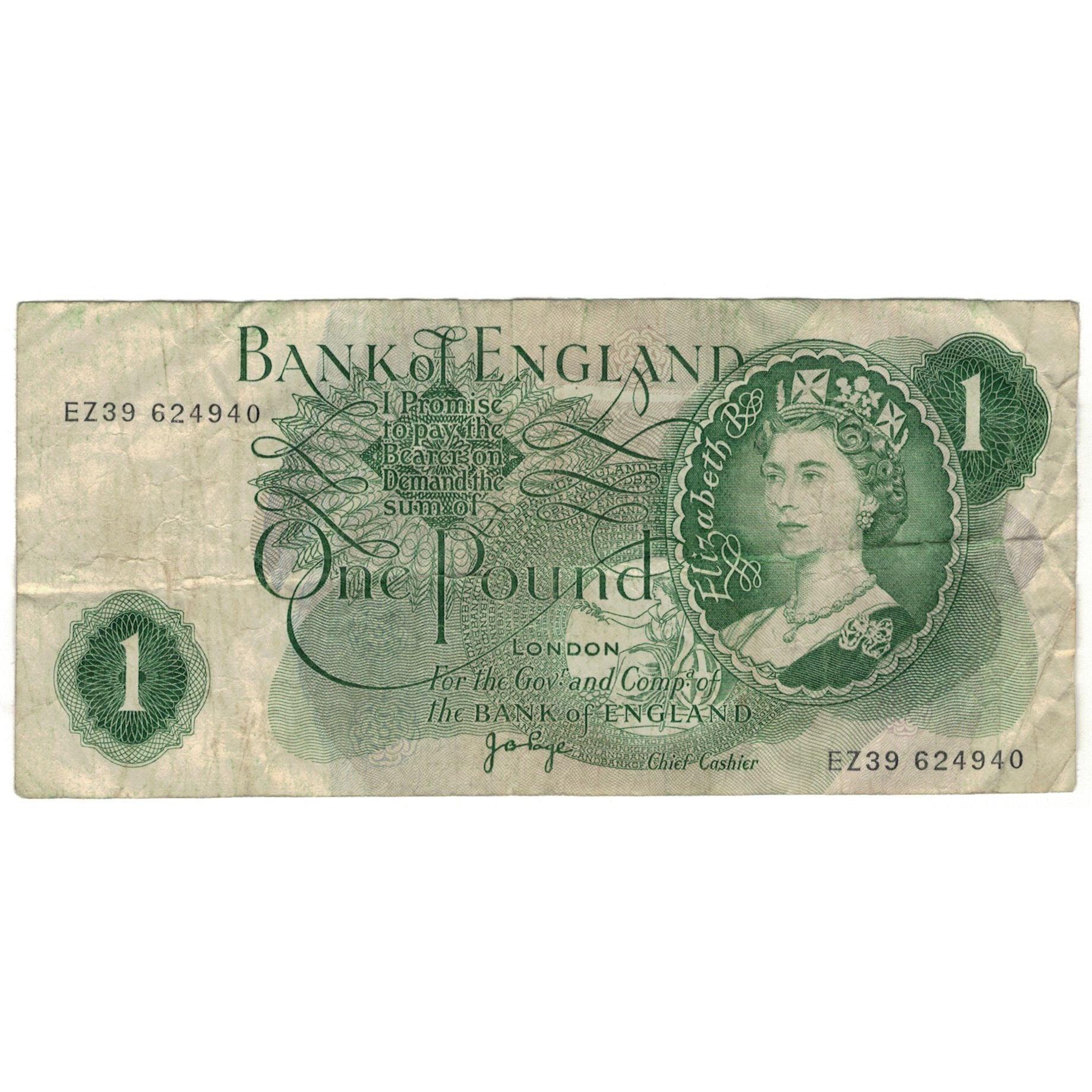 Banconote, Gran Bretagna, 1 Pound, KM:374g, MB