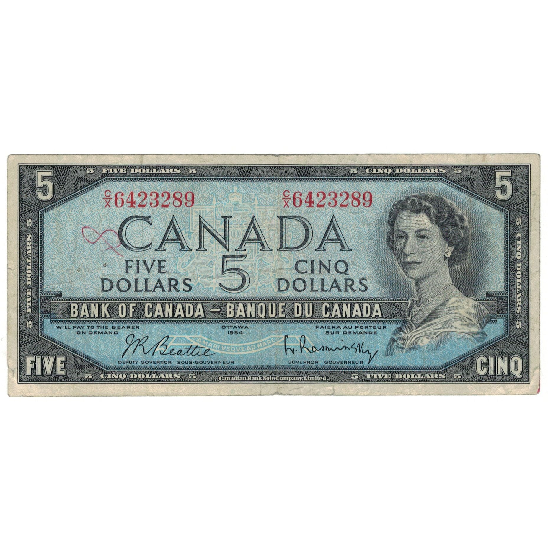 Banknote, Canada, 5 Dollars, 1954, KM:77b, VF(20-25)