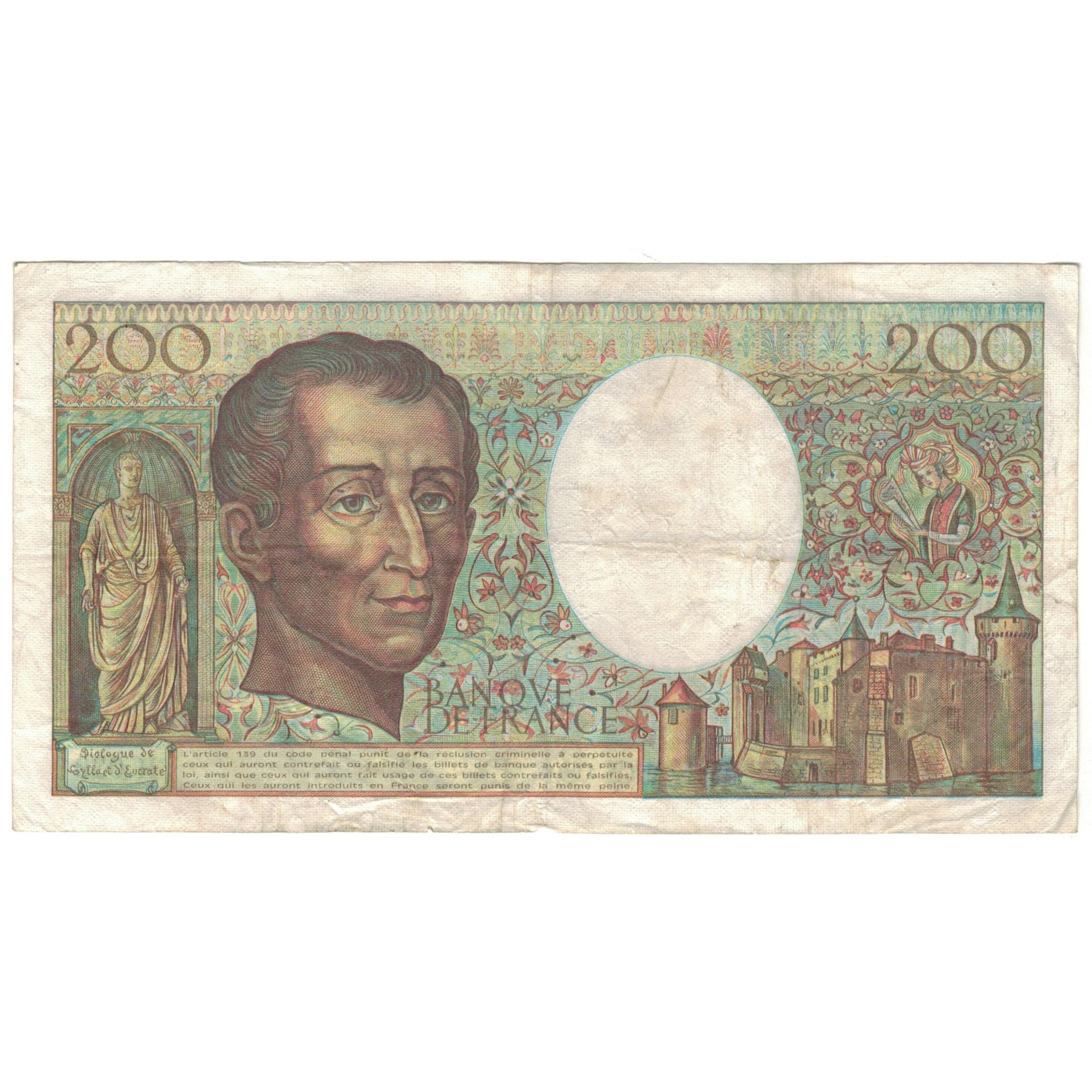 Francia, 200 Francs, Montesquieu, 1986, H.039, BC, Fayette:70.06, KM:155a