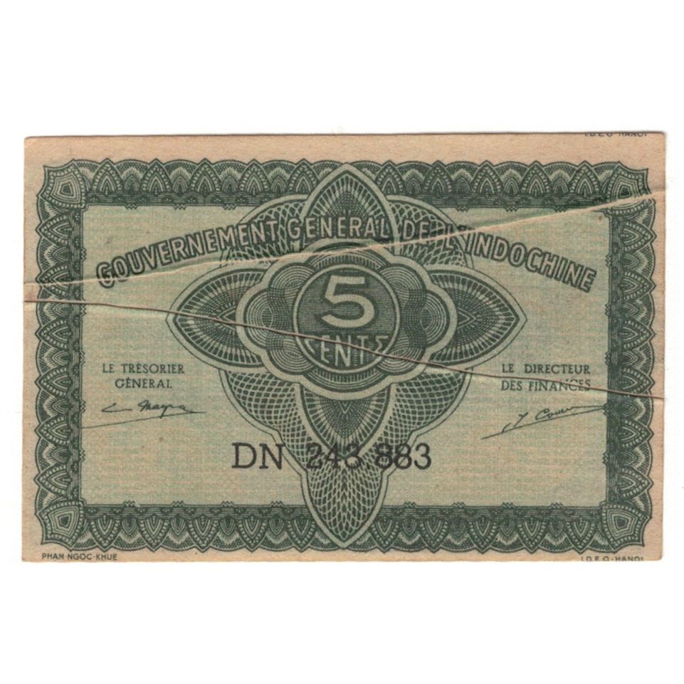 Billet, FRENCH INDO-CHINA, 5 Cents, 1942, KM:88a, TB