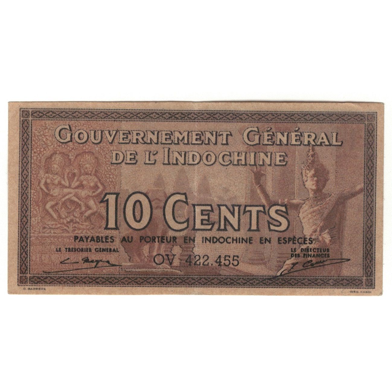 Banknote, FRENCH INDO-CHINA, 10 Cents, KM:85b, EF(40-45)